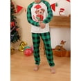 thumbnail image 6 of Gureui Family Matching Christmas Pajamas Sets, Long Sleeve Round Neck Dog Print Patchwork Tops + Green Elastic Band Plaid Pants Set or Long Sleeve Plaid Jumpsuit Sleepwear, 6 of 9