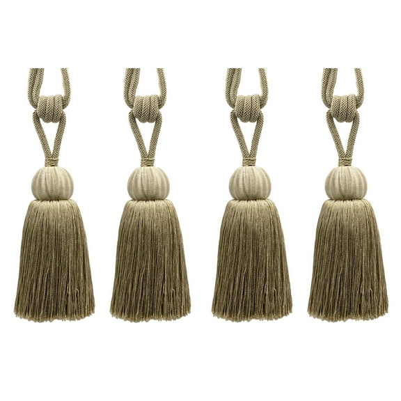 DECOPRO Small Contemporary Curtain & Drapery Tassel Tieback Handcrafted with Fancy Diamond Braid Cord, Tassel Length 5" (12.5cm) Spread 26" (66cm) #TBCBW5, Taupe Beige #C29 (Dark Brown Beige) Set of 4