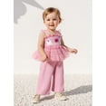 thumbnail image 6 of RUINIXCW Toddler Baby Girl Halloween Outfit Kids Infant Summer Fall Clothes Ghost Smocked Tie-Up Tulle Cami Tank Top and Elastic Waist Wide Legs Pants 2 Piece Set, 6 of 9
