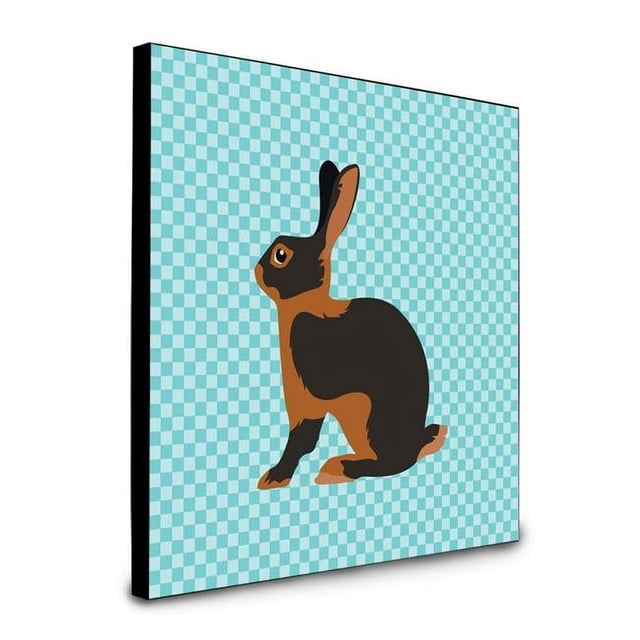 Carolines Treasures BB8137UP88 8 x 8 x 0.625 in. Tan Rabbit Blue Check Artwork Panel Wall Decor