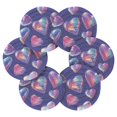thumbnail image 7 of 6 Pcs Drink Coasters with Holder 3.94in Woven Coasters for Drinks Pink-purple Hearts Coaster Set for Protection Table, 7 of 7
