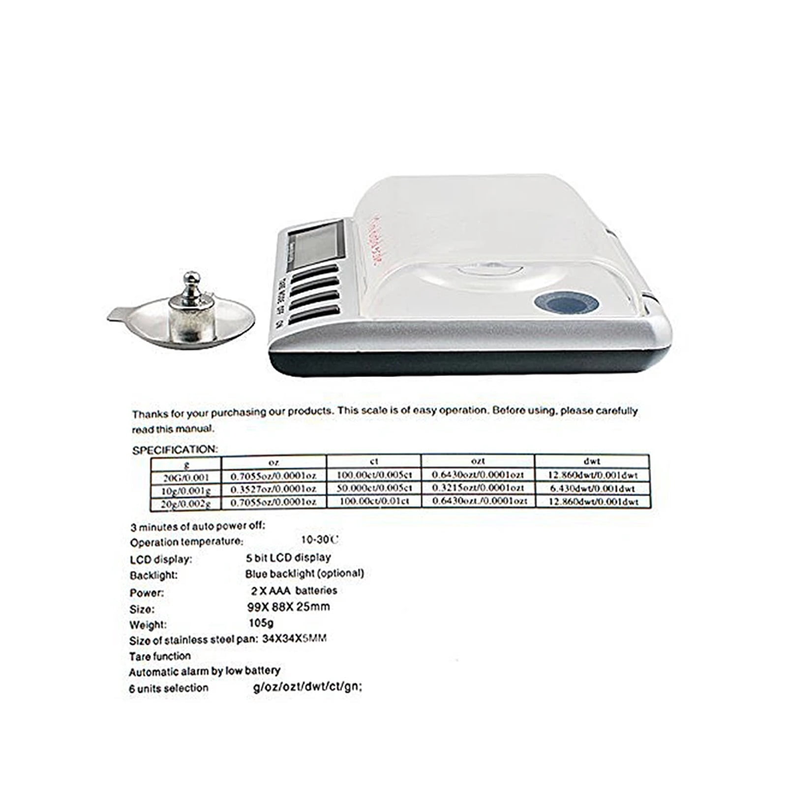 20g/0.001g LCD Digital Jewelry Scale Diamond Pocket Waage Scale Weight High Precision Scale Electronic Scale Balance Scale ,Easy to Use - 30G-0.001G_A