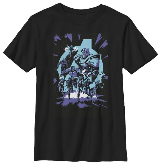 Boy's Marvel Avengers: Endgame Galactic Battle Cartoon Graphic Tee Athletic Heather Large