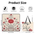 thumbnail image 2 of Elegant Floral Pattern Red Cream Design Picnic Blanket Waterproof Outdoor Beach Blanket Hand-held Pad Suitable for Travel, Camping, Beach, Family Gatherings, 2 of 7