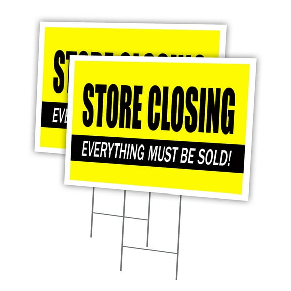 STORE CLOSING 2 Pack Of 18" x 24" Yard Sign & Stake | Advertise Your Business | Stake Included Image On Front Only | Made in The USA