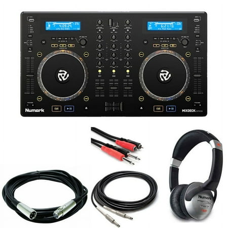 Numark MixDeck Express | Premium DJ Controller With Headphones + 20ft Cable