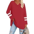 thumbnail image 2 of Scyoekwg Dressy Tops for Women Fall Fashion Daily Shirts Classic Solid Color V Neck Pullover Fall Winter Tunic Top Shirts Lightweight Loose Long Sleeve Blouses 2024 Fashion Red L, 2 of 6