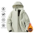 thumbnail image 2 of Mrmaere Men's Hooded Fleece-Lined Winter Jacket Multi-Zipper Pocket Warm Insulated Outerwear for Outdoor & Daily Wear White XXL, 2 of 3