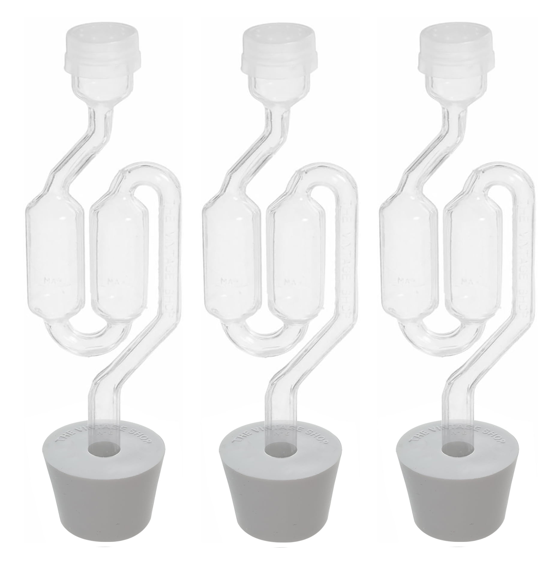 3ct. SShape Airlock with 6 Stopper Set of 3 (Bubble Airlock