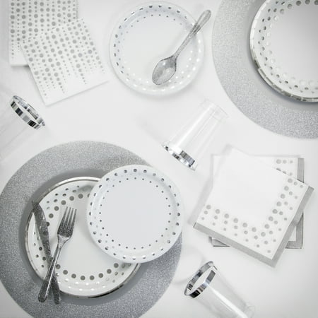 Sparkle and Shine Silver 25th Anniversary Deluxe Party Supplies Kit