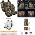 thumbnail image 4 of Yuyamidu Pink Hibiscus Car Seat Covers Set of 15 Palm Leaves Car Carpet Mats Steering Wheel Cover Safe Belt Pads Handbrake Cover Set Coasters Fit for SUV Van Sedan, 4 of 6