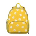 thumbnail image 1 of Retro Daisy Print Students Backpack - Boho Floral Pattern in White and Yellow, Durable Lightweight Student Backpack for School and Travel, 1 of 5