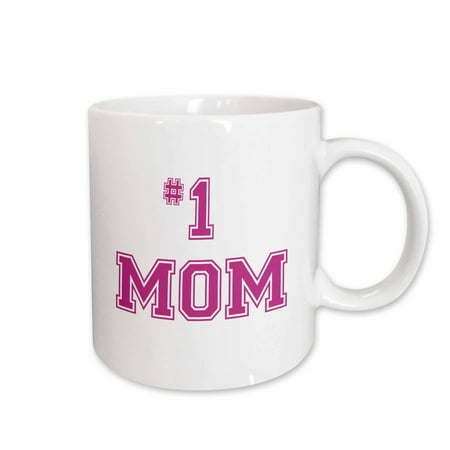 

3dRose #1 Mom - Number One Mom in hot pink large print text - for worlds greatest and best Mothers day Ceramic Mug 11-ounce