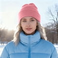 thumbnail image 2 of mgoYE Black Hats for Men Womens Lined Beanie Hat Lining Winter Hats Beanies for Women Soft Beanie Cap(Watermelon Red,One Size), 2 of 6
