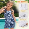 thumbnail image 4 of Xoenoiee Blue Leopard Print Girls Two Piece Tankini Bathing Suits Blouson Swim Tops with Boy Shorts Kids Swimsuits Sporty Swimwear with Removable Pads, Size 6-7 Years, 4 of 5