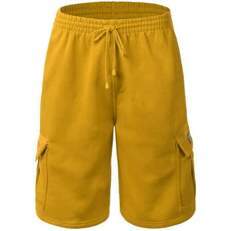 Canada Fit Shorts - Men's Casual Loose Fit Fleece Cargo Sweat Shorts with Elastic Deawstring