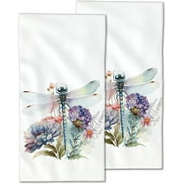 2 Pack Hand Bath Towel, Dragonfly Fingertip Towel Bathtub Decorative Bath Towel Bathroom Kitchen Towel Set Highly Absorbent SPA Gym Towels 14x28 Inch