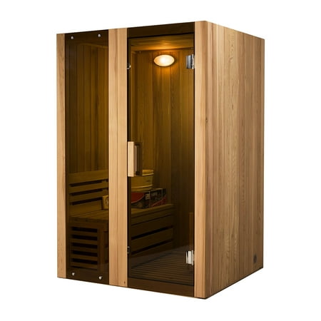 ALEKO Hemlock Indoor Wet Dry Sauna Steam Room, 3 kW Harvia KIP Heater, 2 Person