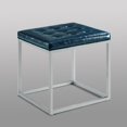 thumbnail image 2 of Inspired Home Simpson Cube Ottoman en Faux Cuir Cadre en Métal Capitonné Moderne, Bleu, 2 of 7