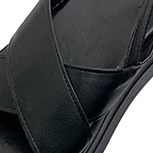 Sandalias con tiras cruzadas para mujer, sandalias de verano informales de cuero PU con suela gruesa para mujer, color negro 37