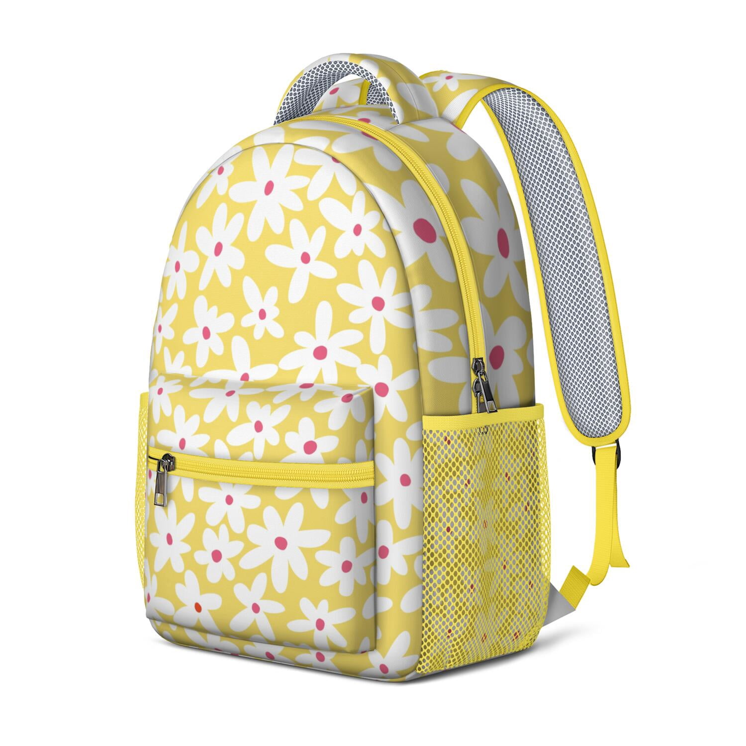 Floral Watercolor Daisy Artwork Backpack - Waterproof & Breathable for College Students