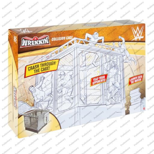ATOP a WWE Ring Plus Launching Step Accessory; Ages 6 Years Old & Up WWE Wrekkin' Collision Cage Match with Breakaway Fence Panels 13 x 13 inch 