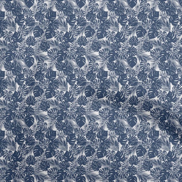 oneOone Viscose Chiffon Navy Blue Fabric Tropical Craft Projects Decor Fabric Printed By The Yard 42 Inch Wide