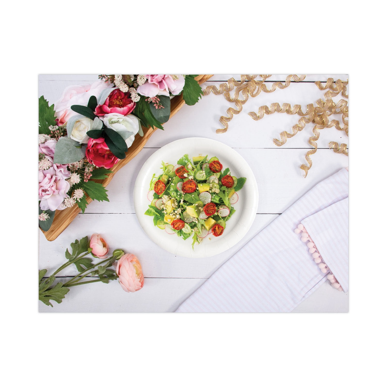 Bare Eco-Forward Clay-Coated Paper Dinnerware, ProPlanet Seal, Plate, 9" dia, White, 500/Carton