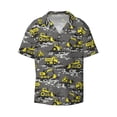 thumbnail image 4 of Uemuo Modern Yellow Excavator Pattern Cotton Linen Short Sleeve Shirts,Casual Lightweight Button Down Shirts,Vacation Beach Summer Tops-Small, 4 of 7