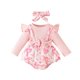 thumbnail image 1 of Odeerbi 0-18 Meses Niñas Conjunto de San Valentín Vestido Con Body de Algodón de Verano Y Cinta Para La Cabeza Conjunto de Dos Piezas Mono Con Volantes Con Estampado de Amor, 1 of 8