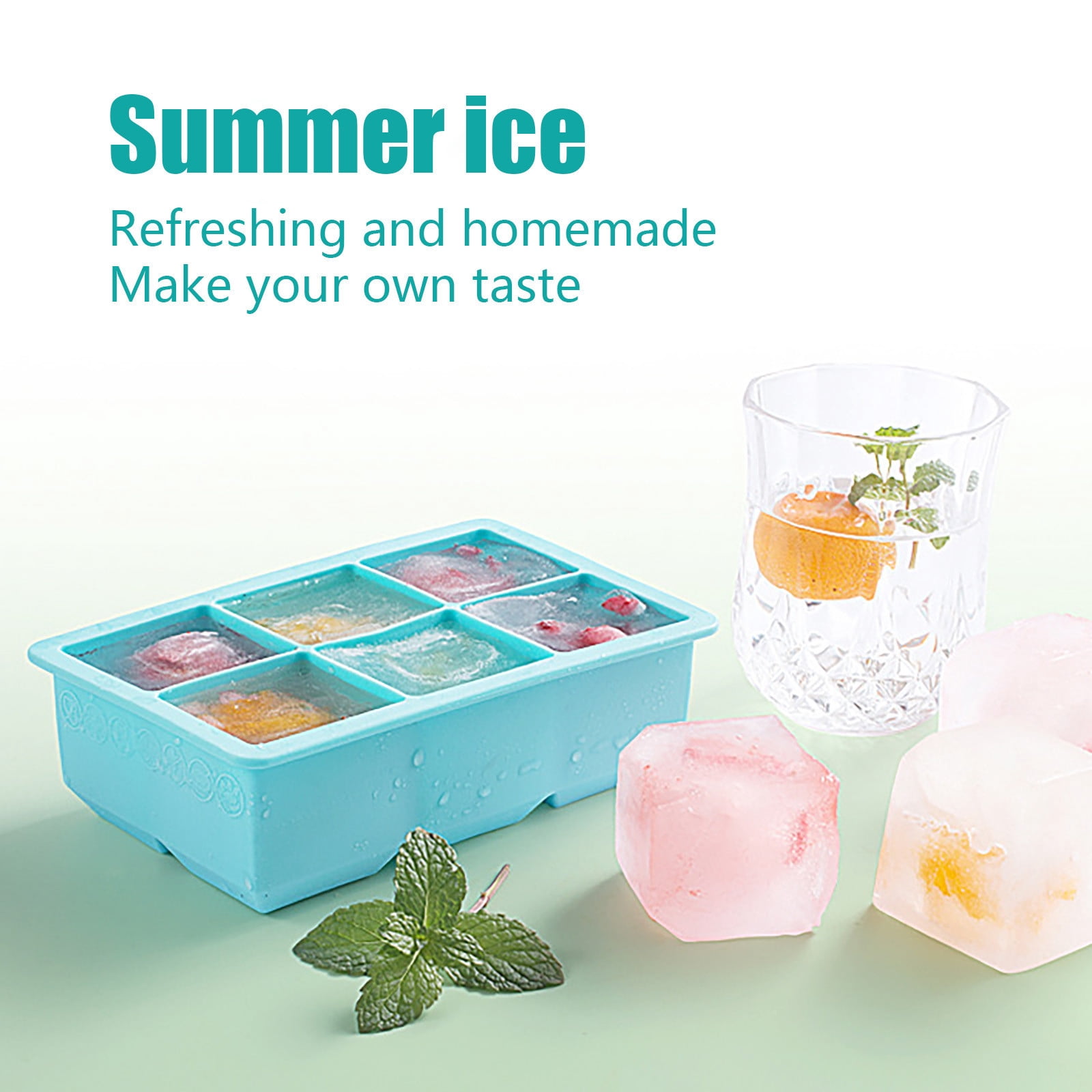 Seyotauo Ice Tray, Flexible BPA-Free Silicone Mold, Reusable Ice Block Maker with Easy Release, Odorless Container for Freezer, Fridge, Kitchen, Cocktail and Party Use