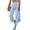 Light Blue, variant on Lenpel Linen Pants Women Cotton Elastic High Waisted Drawstring Side Button Cropped Wide Leg Pants Baggy Casual Trousers