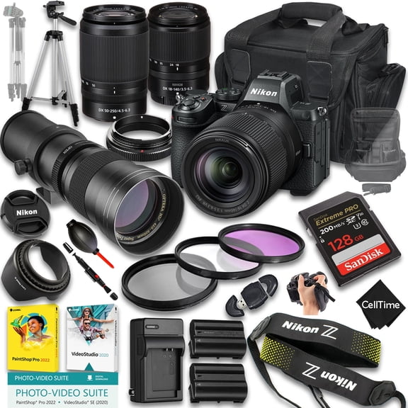 Nikon Z5 II Mirrorless Camera with Z DX 18-140mm f/3.5-6.3 VR And 50-250mm f/4.5-6.3 VR & 420-800mm f/8 Lens   128 GB Memory   Extra Battery   Camera Case   More (26pc Bundle)