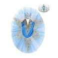 thumbnail image 6 of iiniim Kids Girls Camisole Skirted Leotards Swan Dance Ballet Lace Bead Ballet Tutu Dress Ballerina Type B Sky Blue 8-10, 6 of 7