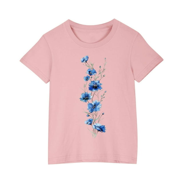 Cadeaux pour Fillettes, T-Shirt en Coton pour Garçons et Filles, Col Rond Imprimé, Manches Courtes, Robe à Manches Courtes, Cadeaux pour Fillettes