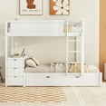 thumbnail image 2 of Bunk Bed with Twin size Trundle, Storage and Desk for Boys/Girls/Teens Bedroom, Low Wood Bed Frame with Safety Guardrail, No Box Spring Needed with Trundle, 2 of 10