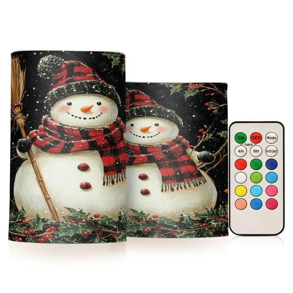 BZSMCE Flameless Candles LED Lights Scarf Winter Snowman Creativity Battery Candles