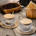 thumbnail image 3 of Tazas de café Gezzeny de cristal vintage con tapas de madera, 400 ml, juego de 2, 3 of 7