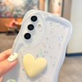 thumbnail image 4 of Compatible with Samsung Galaxy A35 5G Cute 3D Love Heart Phone Case,Glitter Bling Clear A35 5G Case Curly Wave Frame Case Women Soft Shockproof Cover (White, Samsung Galaxy A35), 4 of 8