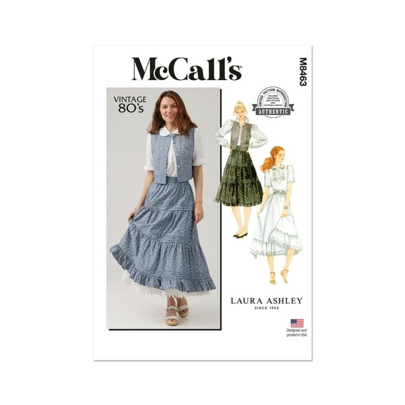 McCall's Sewing Pattern 8463 - Misses' Blouse, Vest, Skirt and Petticoat by Laura Ashley, Size: A (8-10-12-14-16)