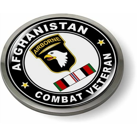 BestLicensePlateFrames - Afghanistan Combat Veteran U.S. Army 3D Domed CAR Emblem Badge Sticker Chrome Metal Bezel - Official U.S. Army Licensed Product