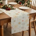thumbnail image 3 of Burlap Table Runner 90 Inches Long,Vintage Christmas Snowflakes Non-Slip Kitchen Table Runners for Dining Room Everyday Use Party Table Decorations Geometric Pattern on Linen, 3 of 9