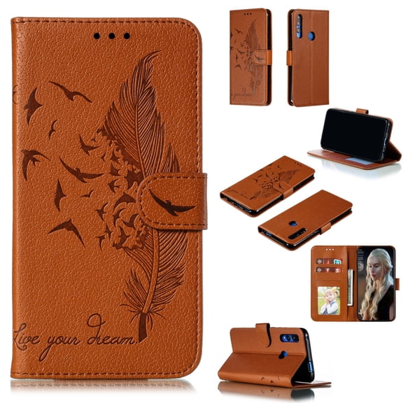 Feather Pattern Litchi Texture Horizontal Flip Leather Case with Wallet & Holder & Card Slots