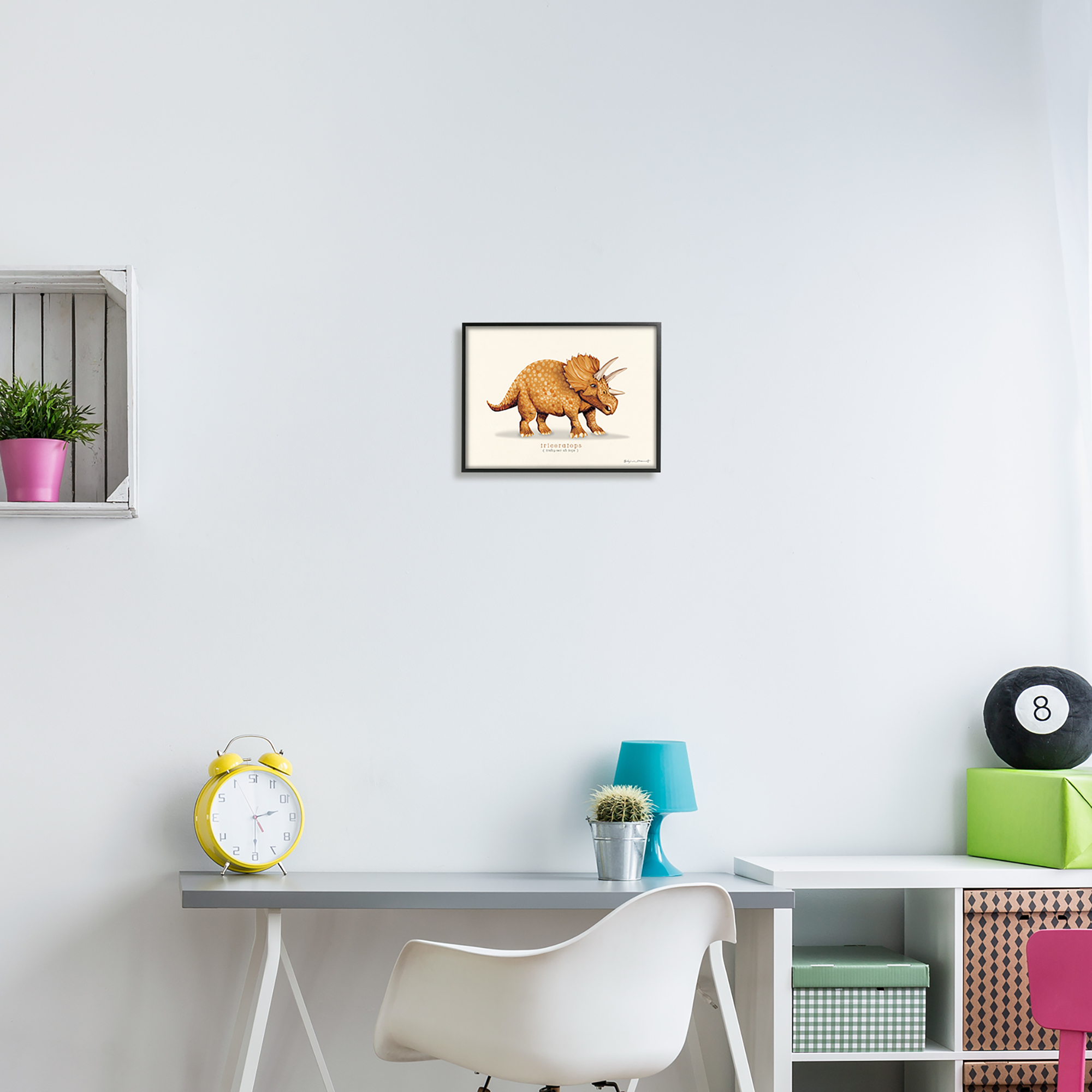 Stupell Informative Triceratops Dinosaur Animals & Insects Painting Black Framed Art Print Wall Art