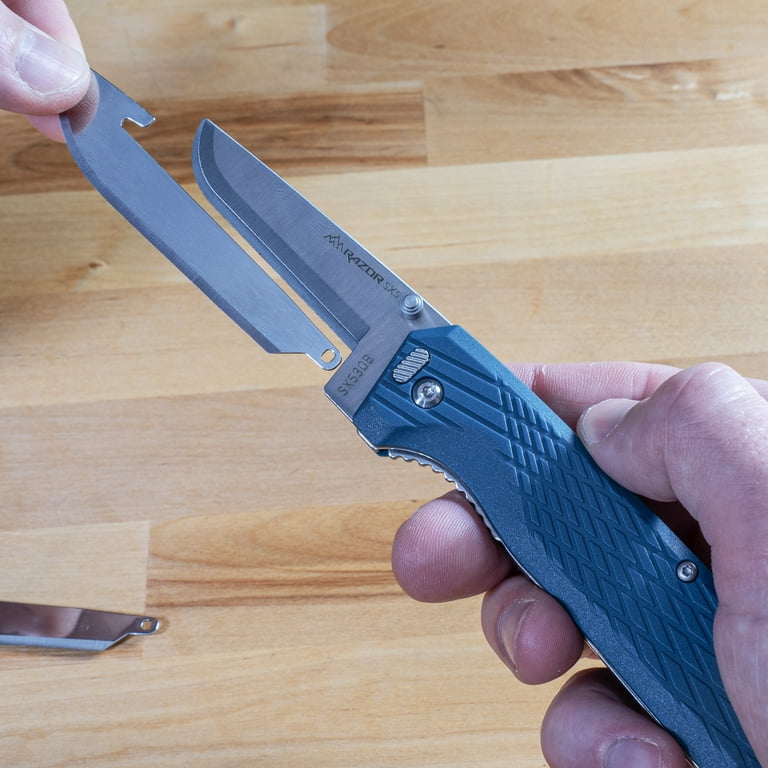 Outdoor Edge RazorSX5 Dark Blue 3 Inch Drop Point Steel Blade