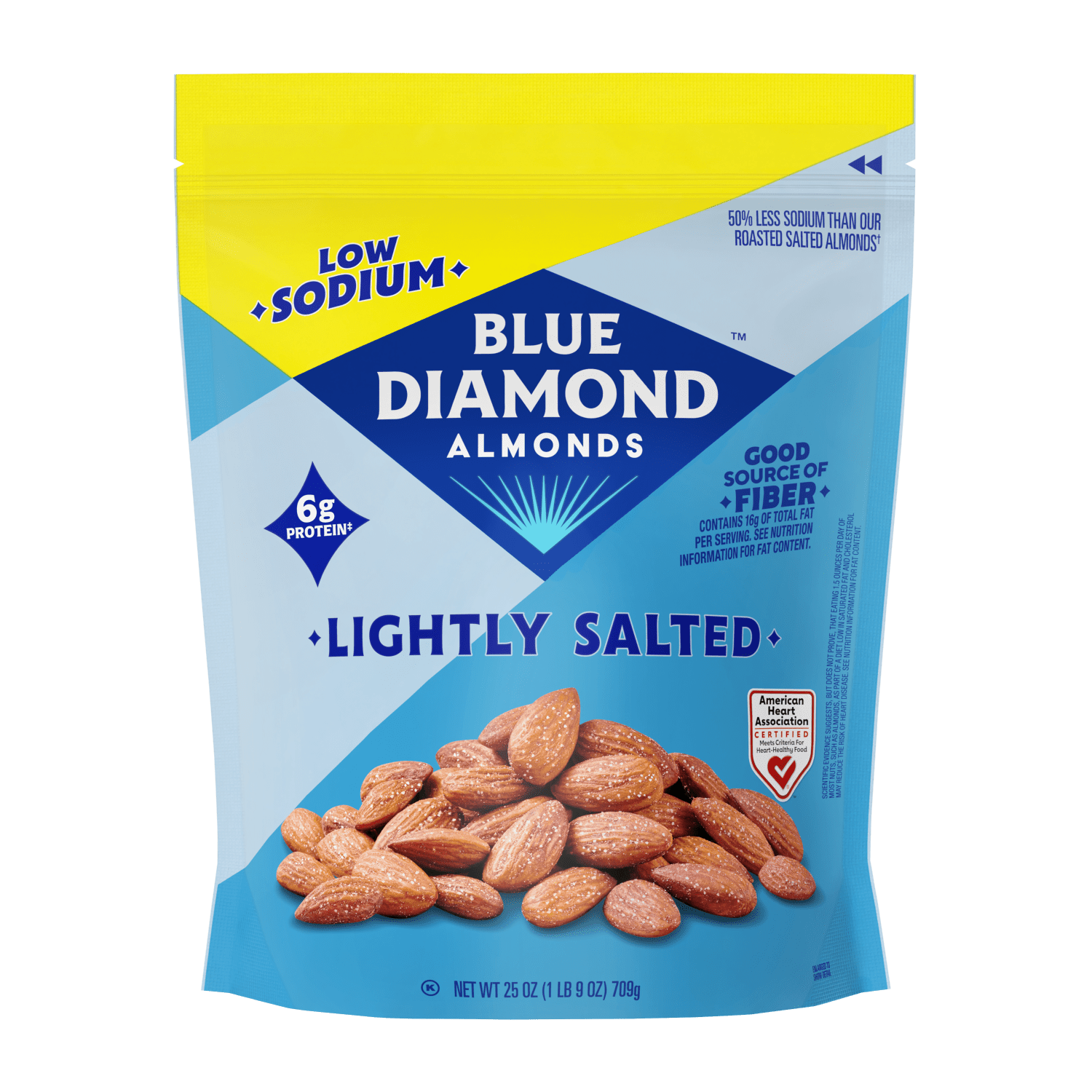 (6 pack) Blue Diamond Almonds, Lightly Salted Snack Almonds perfect for lunches and on-the-go, 25 oz.