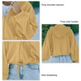 thumbnail image 3 of Woman Loose Hooded Sweatshirt, Stylish Drop Shoulder Sleeve Hem Drawstring Female Zip Up Hoodie Plain Color For Dating For School, 3 of 5