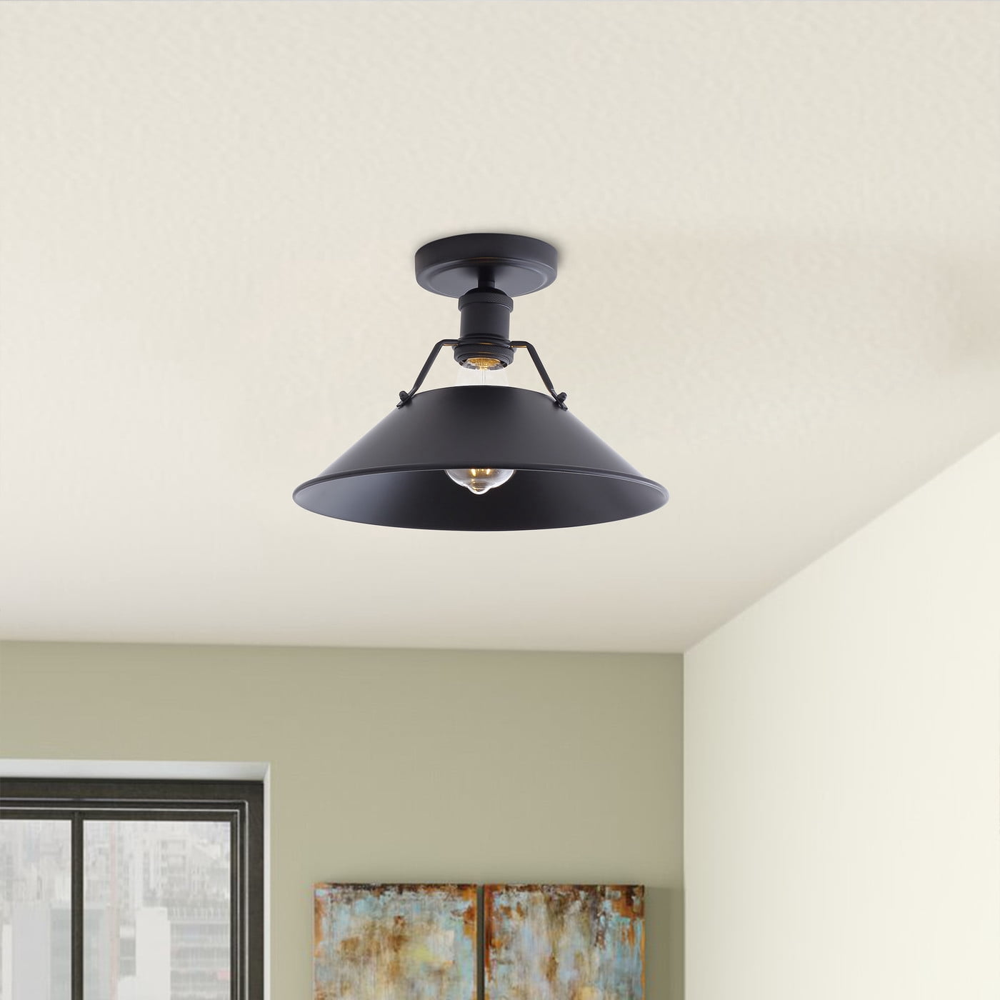 Aiwen Retro Metal Shade Flush Mount Ceiling Lamp E26 Base Light Fixture