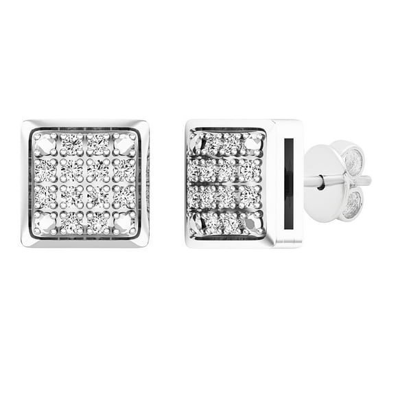 Dazzlingrock Collection 0.20 Carat (ctw) Round Lab Grown White Diamond Mens Hip Hop Iced Stud Earrings 1/5 CT, 18K White Gold