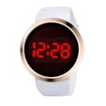 thumbnail image 1 of Reloj electrónico de pulsera con LED de aleación para hombre y mujer, con pantalla táctil, digital, ideal como regalo de cumpleaños (correa blanca dorada) (blanco), 1 of 7